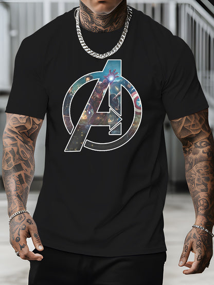 Marvel Tshirt Disney Graphic - Soft Cotton Blend Round Neck Short Sleeve Printed Letter Pattern Casual Summer Top for Men