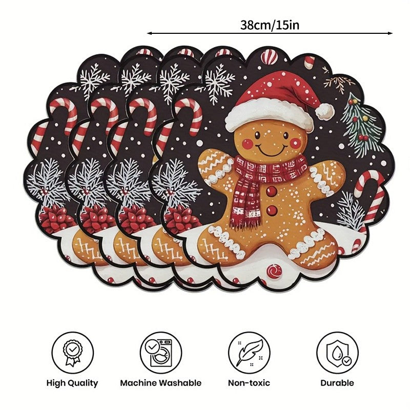 4pcs Christmas Placemats Dinner Table Cloth Plates Mat Resistant Table Mats Place Mat Christmas Party Tablecloth Decoration