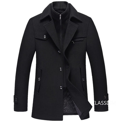 Men Winter Trench Coats Cashmere Wool Blends Man Winter Jackets Overcoats High Quality Male Business Casual Trench Coats 5XL