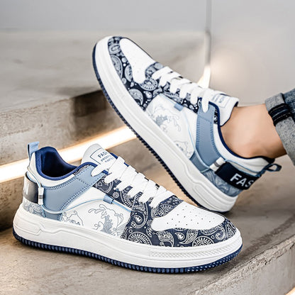 Mens Board Shoes Daily Street Trendy  Comfortable Flat Tennis Shoes Lightweight Thick Soled Casual Sneakers for Men