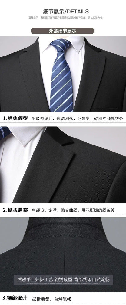 S-8XL Blazer New Men's Fashion Business Solid Color British Style Professional Work Groom Wedding Dress Best Man Blazer Jacket