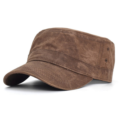 Bonés Militares de Lona Encerada Algodão Masculinos Impermeáveis Chapéu Cadete do Exército Design Único Vintage Topo Reto