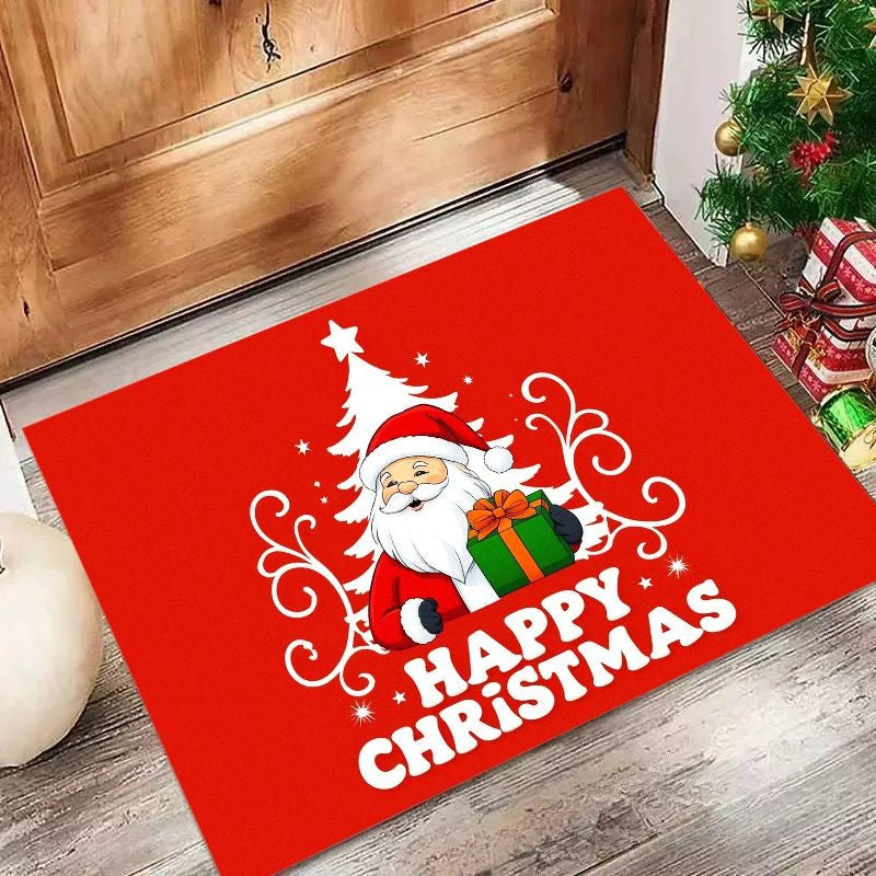 VIKAMA Merry Christmas Santa Claus Rug Bedroom, Living Room, Hallway Entrance Door Mat Soft and Comfortable Rug Home Decor