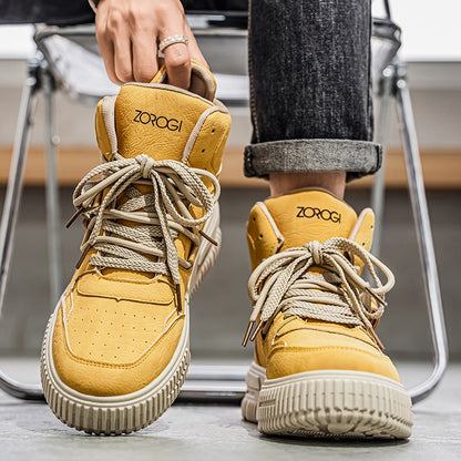 Fashion Leather Ankle Boots Men's Skate Sneakers Comforty Non Slip Wear Resistant Sole Winter Boots Preppy Street Casual Shoes