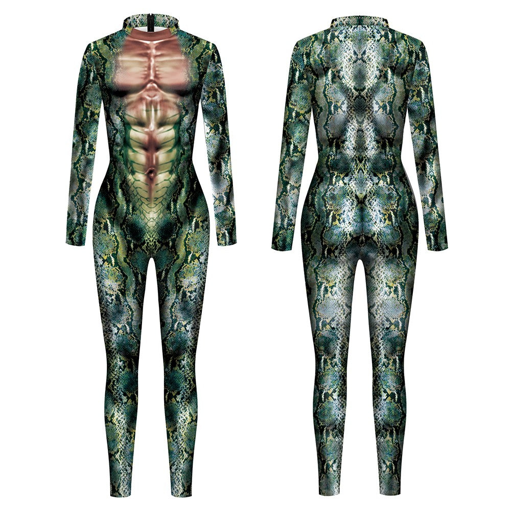 Halloween Animal Jumpsuit Snake Cosplay Costume Tiger Bodysuit Spandex Jumpsuit Party Carnival Stage Performance Dress Up