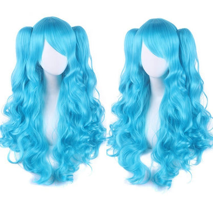 Cosplay Anime Wig Lolita Cute Lolita Double Ponytail Long Curled Hair Fake Hair Synthetic fiber wig