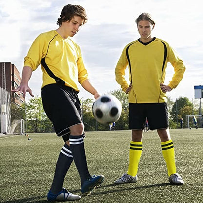Meias de Compressão Unissex Meias de Futebol Antiderrapantes Cano Longo Meias de Joelho Meias de Futebol Listradas Meias Esportivas para Corrida