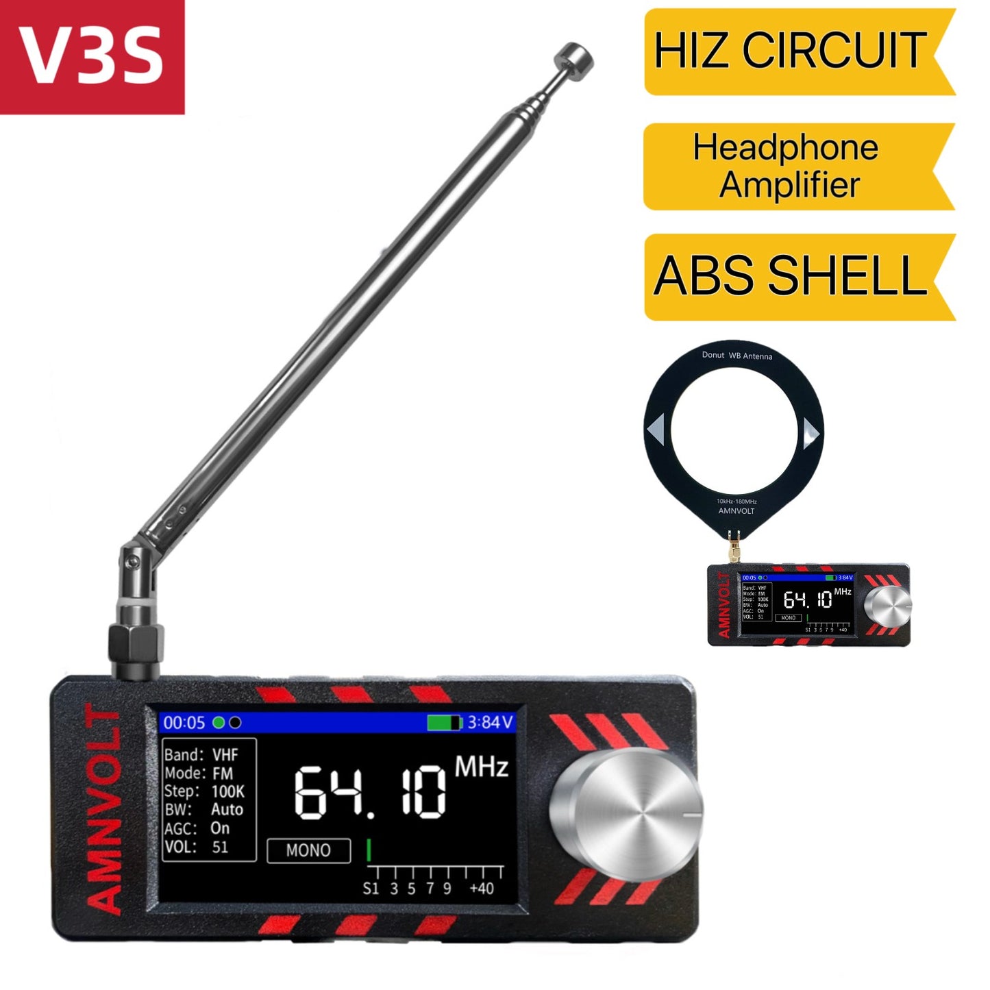 Rádio DSP de Banda Completa AMNVOLT ATS MINI SI4732, Receptor de Bolso FM AM MW SW SSB, com Amplificador de Fone de Ouvido Hi-Z