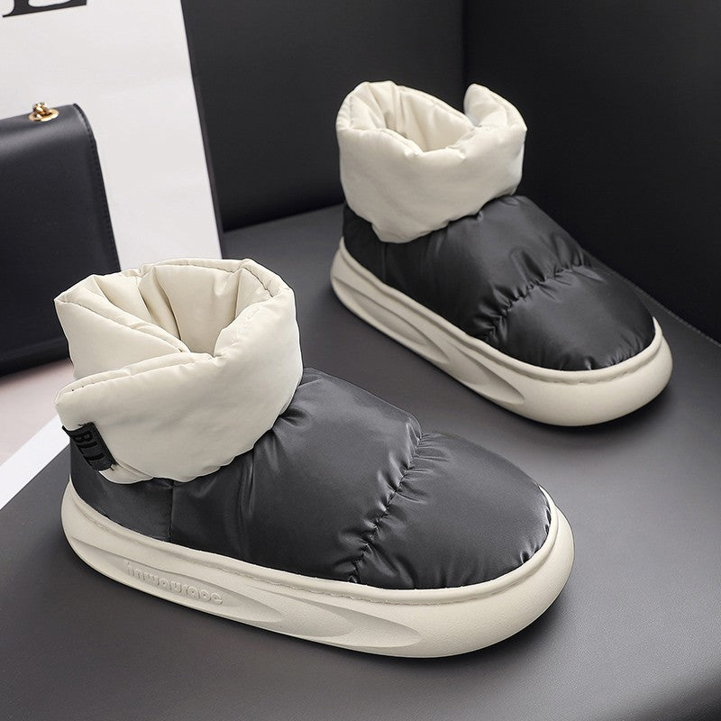 Outdoor Plush Warm Men's Snow Boots Winter Couple Cotton Shoes Down Non-Slip Waterproof Fashion Kids Shoes Slip on Soft Sneakers
