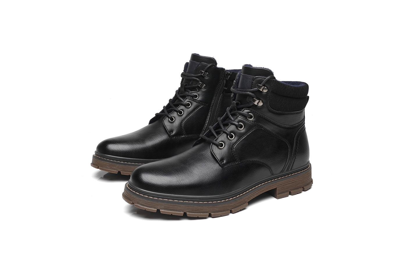 BHKH Botas Masculinas de Inverno da Moda botins Zíper Cadarço Botas de Tornozelo Sapatos Sociais Vintage de Negócios Sapatos Casuais de Couro Para Homens