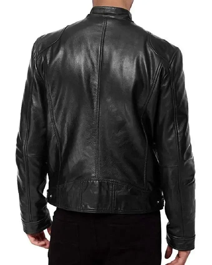2025 Autumn/Winter New Fashionable PU Leather Men's Casual Jacket Wholesale Amazon European Style Motorcycle Leather Coat