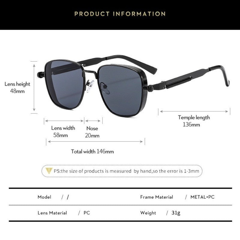 New Sunglasses Men Driving Sunglasses Retro Spring Leg Driving Outdoor Sports Metal Rectangular Decorative Glasses Women Uv400