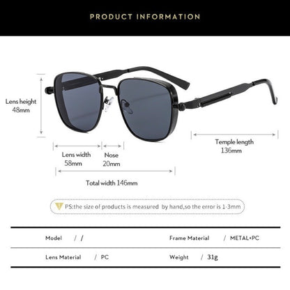 New Sunglasses Men Driving Sunglasses Retro Spring Leg Driving Outdoor Sports Metal Rectangular Decorative Glasses Women Uv400
