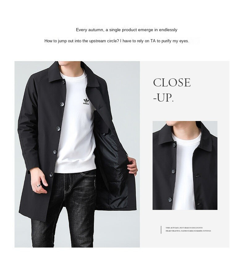 Top Quality Korean New Brand Casual Fashion Long Men Trench Coat  Windbreaker Overcoat Slim Fit Long Jacket Men Clothing