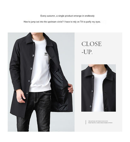 Top Quality Korean New Brand Casual Fashion Long Men Trench Coat  Windbreaker Overcoat Slim Fit Long Jacket Men Clothing