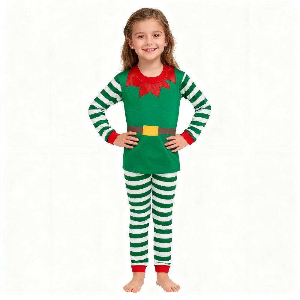 Boys Girls Christmas Pajamas Set Children Elf & Santa Costumes Baby Pijama Kids Long Sleeve Striped Pants Sleepwear For Xmas
