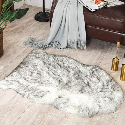 Soft Shaggy Faux Fur Rug Non-Slip Floor Mat 60x90CM Extra Thick Plush Bedroom Rug for Living Room Warm Carpet Machine Washable