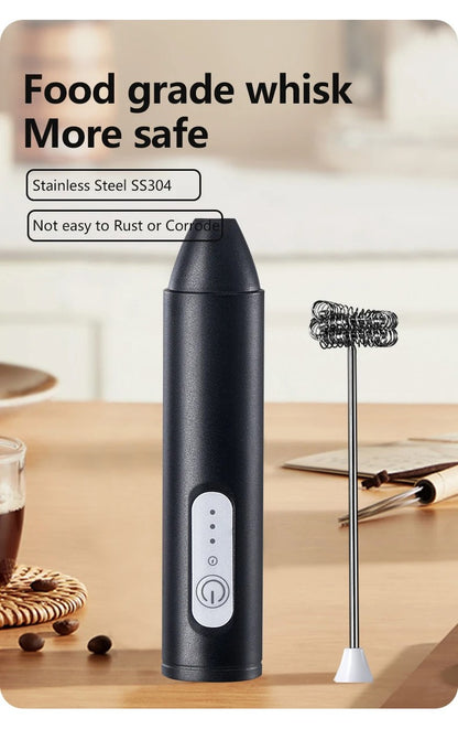 Handheld milk frother, coffee machine, portable egg beater, rechargeable 3-speed beverage jam machine, kitchen food mixer