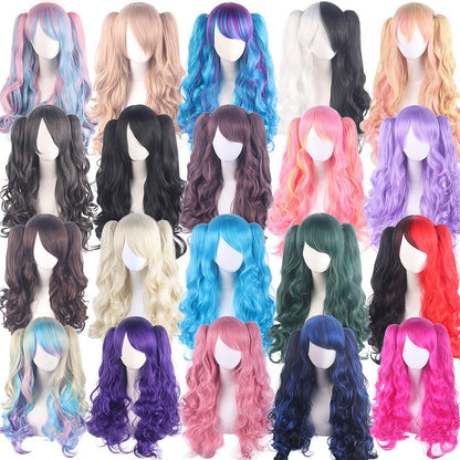 Cosplay Anime Wig Lolita Cute Lolita Double Ponytail Long Curled Hair Fake Hair Synthetic fiber wig