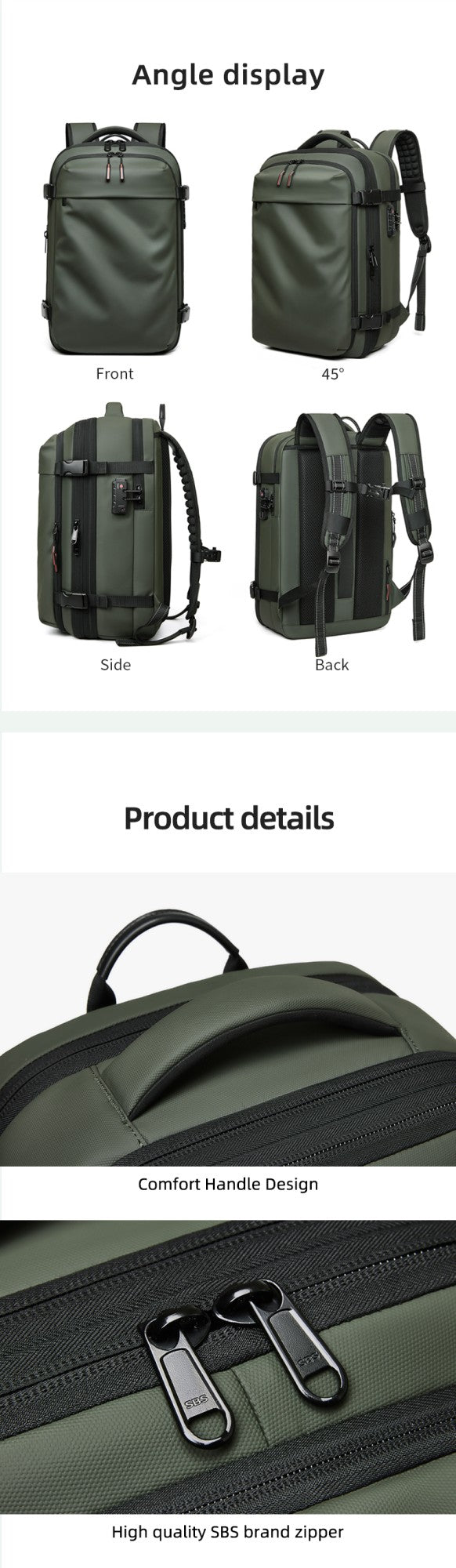 Men Travel Backpack 17 inch vacuum compression Laptop Backpack Extended Large Capacity school Backpack Hiking Business backpack
