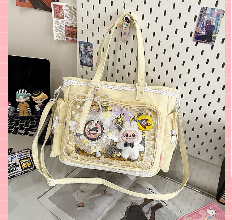 New Japanese Style Transparent Crossbody Bag Cute Candy Color Commuting Shoulder Bag for Girls Simple and Casual Texture Ita Bag