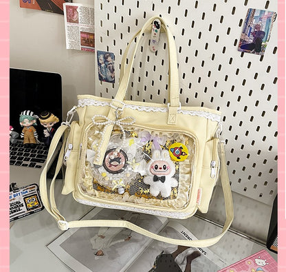 New Japanese Style Transparent Crossbody Bag Cute Candy Color Commuting Shoulder Bag for Girls Simple and Casual Texture Ita Bag