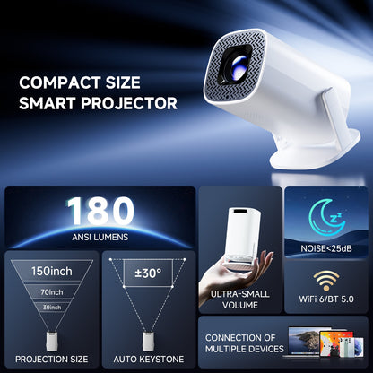 Projetores Inteligentes Mini TOPSION P30PLUS 4K 1280 * 720P Com mais de 500 canais gratuitos ao vivo Suporte WiFi6 Home Theater Projetor Portátil