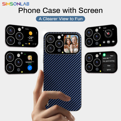 Capa de Celular 2025 com Tela de 1.83'' para Prévia de Selfie, Fundo Personalizado de Foto/Vídeo e Push de Mensagens para iPhone Apple — Presente