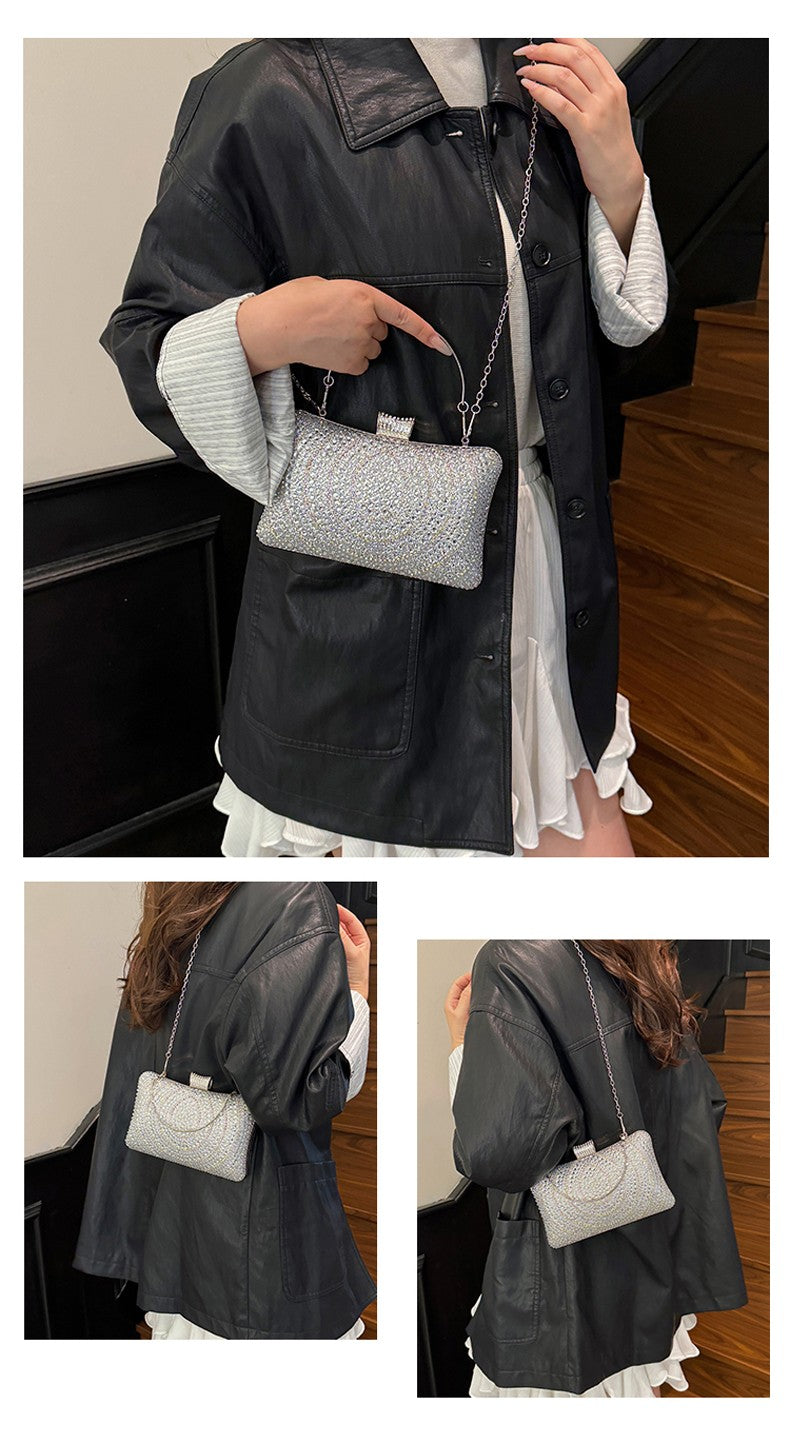 Luxury Women's Evening Bag Sparkling Rhinestone Handbag Fashion Chain Crossbody Bag Elegant Wedding Dress Party Banquet Clutch