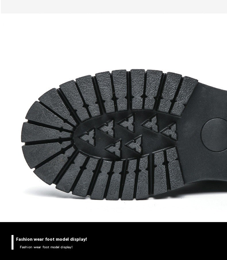 Leather shoes men's thick soles increase British style Brock business dress black senior sense wedding groom shoes 46 yards