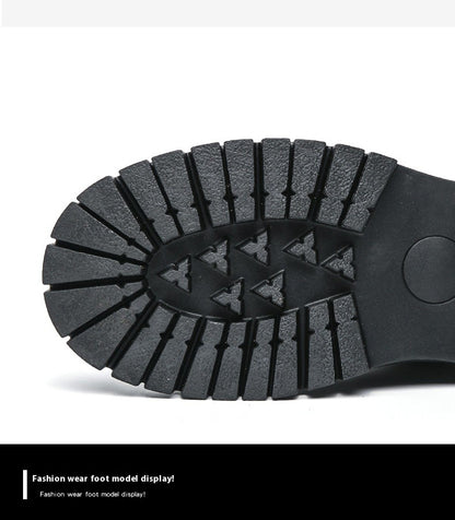 Leather shoes men's thick soles increase British style Brock business dress black senior sense wedding groom shoes 46 yards