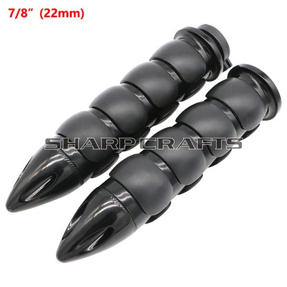 1" 25mm & 7/8'' 22mm Billet Rubber Flame Spike Hand Grips For Harley Honda Kawasaki Suzuki Yamaha  Bikes Cruiser Chopper Custom