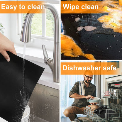 4Pcs Oven Liners Grill Mat 60x40cm Non Stick BBQ Grill Liners Reusable Barbecue Baking Liners Cook Pad Microwave Oven Tool