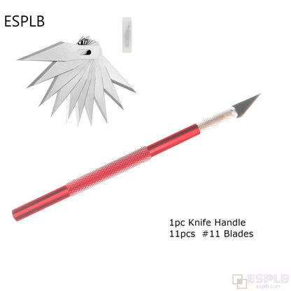 Engraving Non-Slip Metal Scalpel Knife Kit + 50/20/10/5pcs #11 Blades Cutter Craft Knives for Mobile Phone PCB Repair Hand Tools