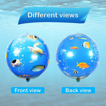 6pcs 22 Inch Round 4D Ocean Birthday Sea Turtle Mylar Balloons Ocean Mermaid Theme Party Sea Animal Birthday Party Balloons