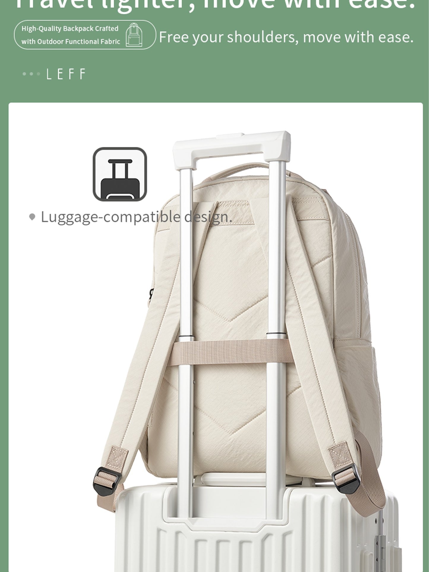 LEFF New Fashion Backpack For Women High Quality Outdoor Travel Waterproof Backpacks Laptop Commuting Bag High End Female Bags