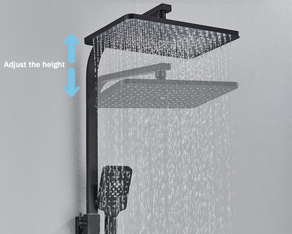 Black Digital Display Thermostatic Shower Faucet Bathroom Thermostatic 4 ways Rainfall Shower Mixer Tap,Shelf and Bidet Faucets