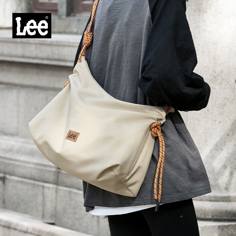 LEE Unisex Denim Blue Soft Pillow Shoulder Bags Beige Casual Simple Utility Light Ladies Large High Capacity Hobo Crossbody Bag