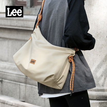 LEE Unisex Denim Blue Soft Pillow Shoulder Bags Beige Casual Simple Utility Light Ladies Large High Capacity Hobo Crossbody Bag