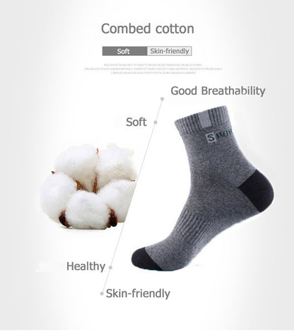 5 Pairs Size 37-43 Men Bamboo Fiber Autumn Winter Men Socks Breathable Cotton Sports Sock Breathable Deodorant Business Socks