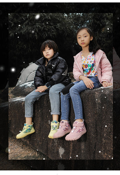 2025 Kids Barefoot Snow Boots Wide Toe Winter Insulated Waterproof Fur Lined Shoes for Boys Girls Cold Weather Outdoor Sneakers