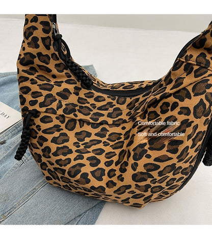 Leopard Print Crossbody Bags for Women Corduroy Casual Shoulder Tote Bags Ladies Sac A Main Femme Designer Luxury Handbags 2024