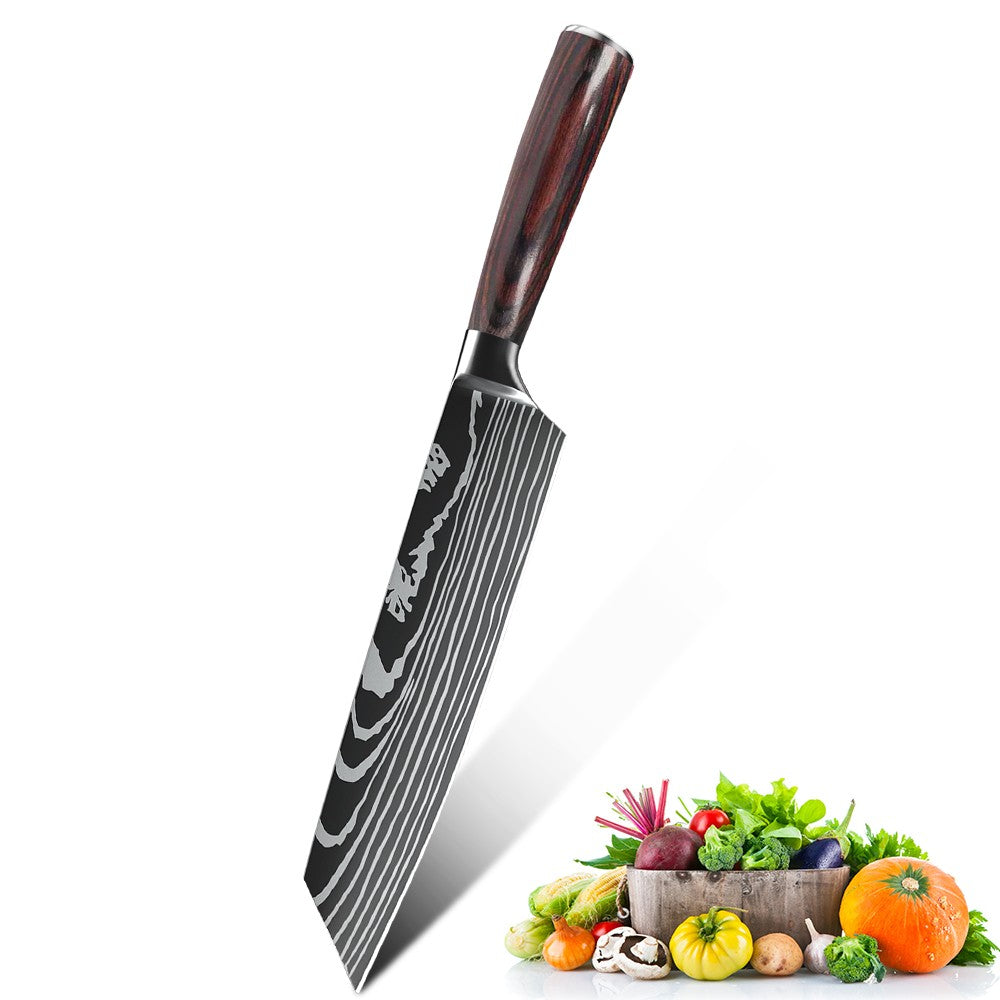 MDHAND Faca de Cozinha 8 Polegadas Aço Carbono Alto Forjada à Mão Faca de Chef Afiada Cutelo de Carne Legumes Faca de Cozinha Profissional