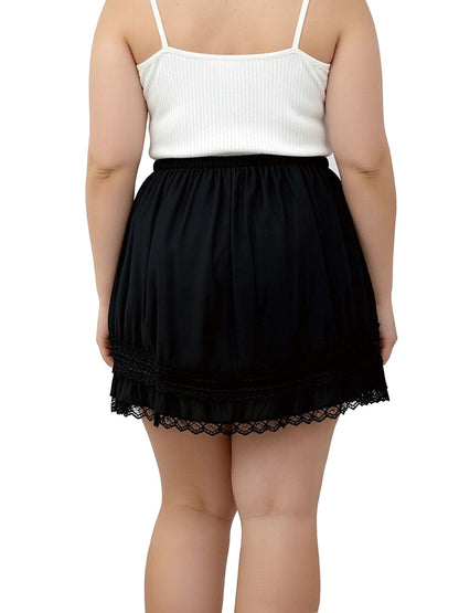 Women s Plus Size Lace Trim Skirt Summer Fashionable Casual Elastic Waist Mini Skirts