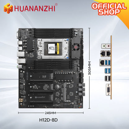 HUANANZHI H12D 8D AMD  Motherboard with BMC module support AMD EPYC 7002 7003 series CPU 8 channel memory Dual 2.5G network