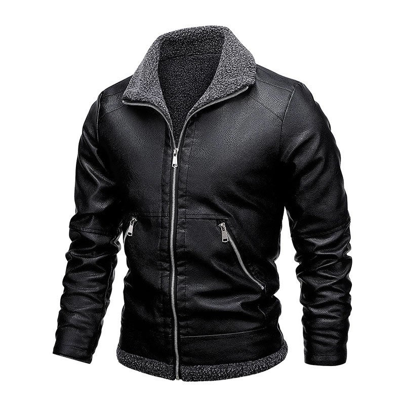 New Men's Leather Jackets Autumn Winter Slim High Quality Motorcycle PU Jacket Man Business Fleece Warm Black Leather Coats