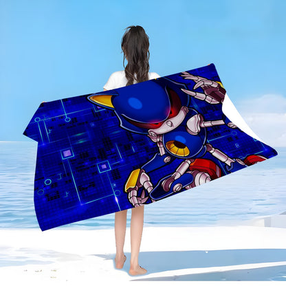Anime Sonic Pattern Anime Beach Swimming Towel Soft Absorbent Washcloth Children's Gifts for Kids Travel Camping Gym
