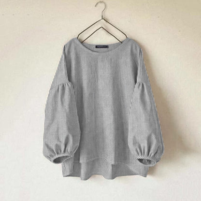 ZANZEA Fashion Striped Work OL Blouse Women Casual O Neck Long Sleeve Loose Shirt Stylish Blusas Vintage Chemise Autumn Tops