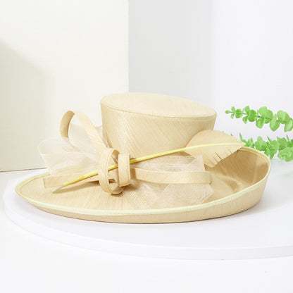 Fashion Luxury Feather Tea Party Church Photography Hat Elegant Flower Female Wide Brim Banquet Fascinator Wedding Formal Hats
