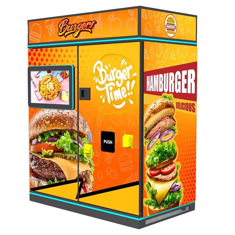 High-Efficiency 2025 Manufacturer's New Large Screen Breakfast Vending Machine Burger Option Large Display High-Security